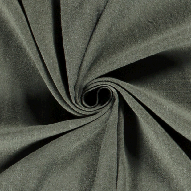 Viscose Lin Chaine et Trame tissu Unicolore Vert Olive