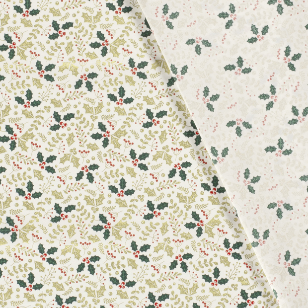 Cotton Poplin fabric Christmas trees printed and foil 
