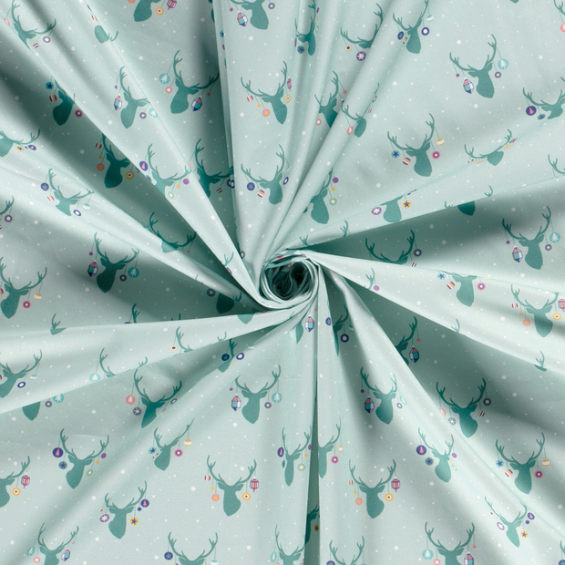 Cotton Poplin fabric Mint printed 