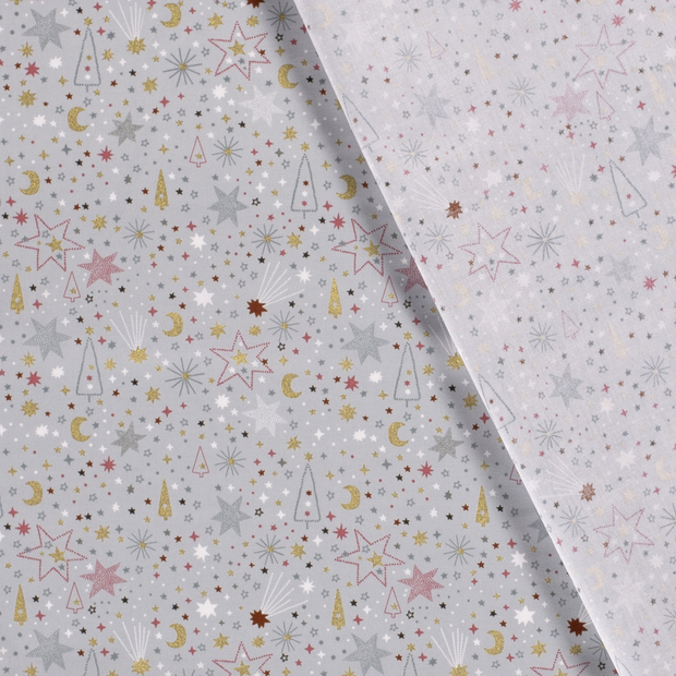 Cotton Poplin fabric Christmas printed and foil 