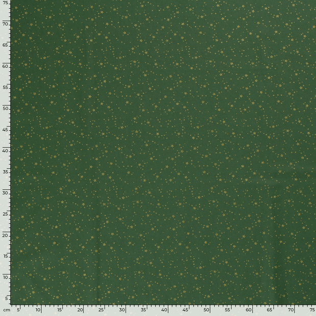 Cotton Poplin fabric Christmas stars Green