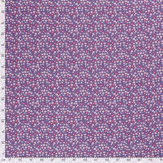 Cotton Poplin fabric Millefleurs Purple