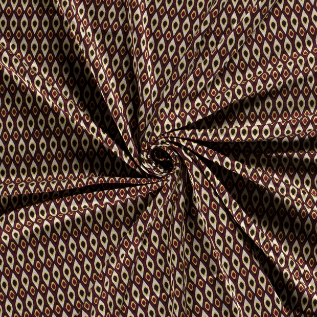 Poly Viscose Jersey fabric Wine red discharge printed 