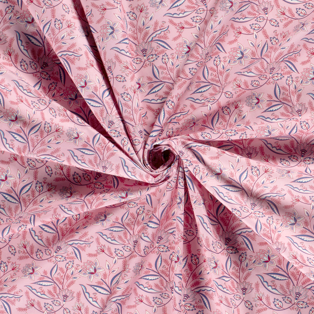 Cotton Poplin fabric Light Pink printed 