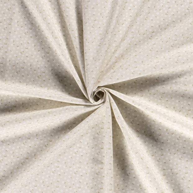 Cotton Poplin fabric Beige printed 