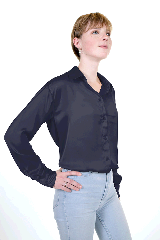 Satin fabric Unicolour Navy
