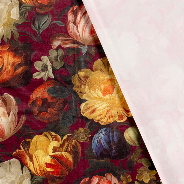 Velvet fabric Flowers digital printed 