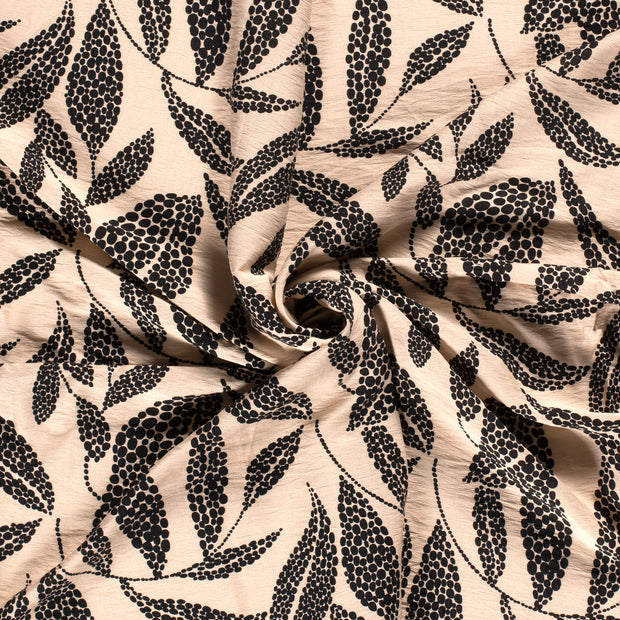 Viscose Nylon Crepe stof Beige bedrukt 