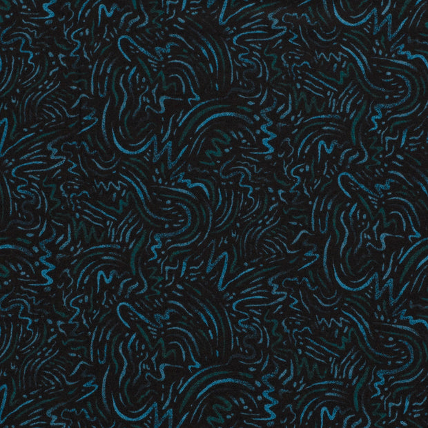 Poly Viscose Jersey fabric Abstract Petrol