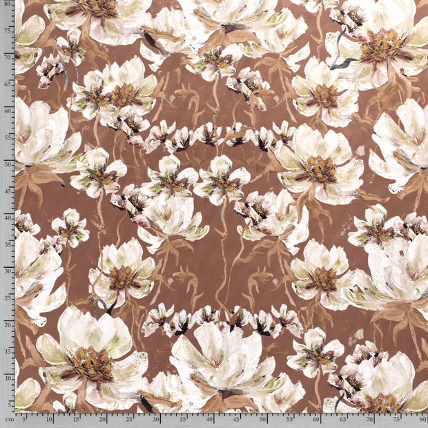 Velvet fabric Brown digital printed 