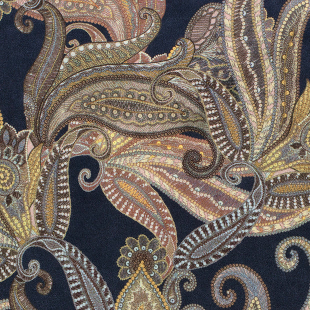 Suede leather fabric Paisley Navy