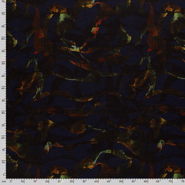 Poly Viscose Jersey fabric Abstract Navy