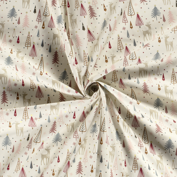 Cotton Poplin fabric Off White printed and foil 