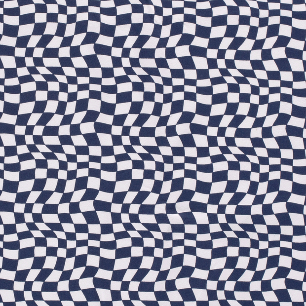Cotton Jersey fabric Abstract Navy