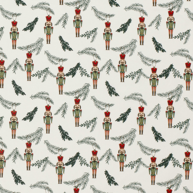 Cotton Poplin fabric Christmas ornaments Off White