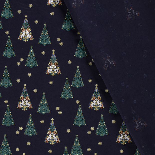 Cotton Poplin fabric Christmas ornaments printed and foil 