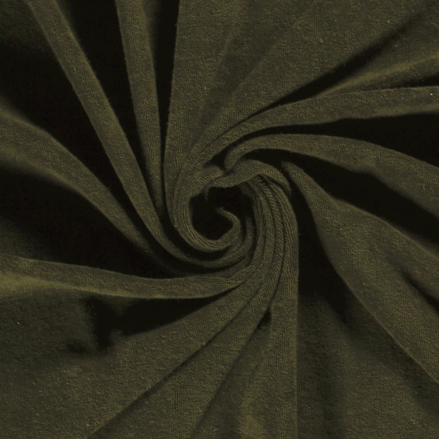 Stretch terry fabric Unicolour Khaki Green