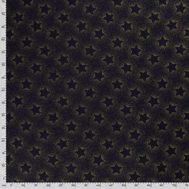 Cotton Poplin fabric Christmas stars Navy