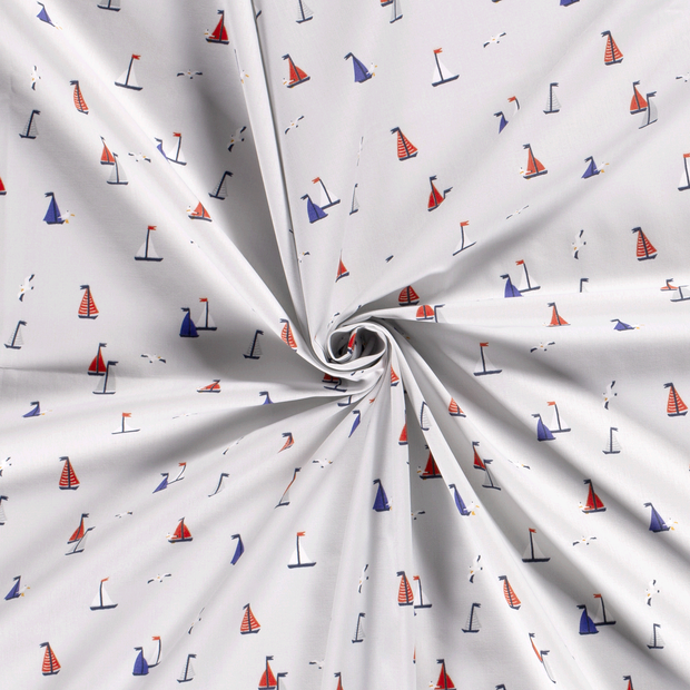 Cotton Poplin fabric Light Grey printed 