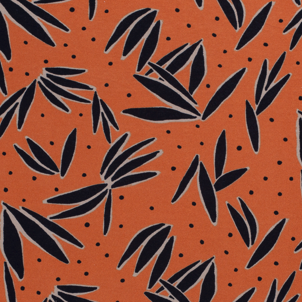 Viscose Jersey fabric Flowers Orange