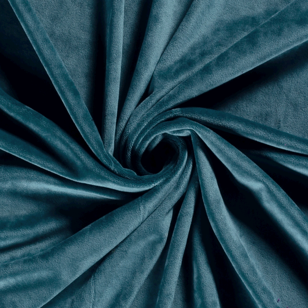 Velours tissu Unicolore Bleu Canard
