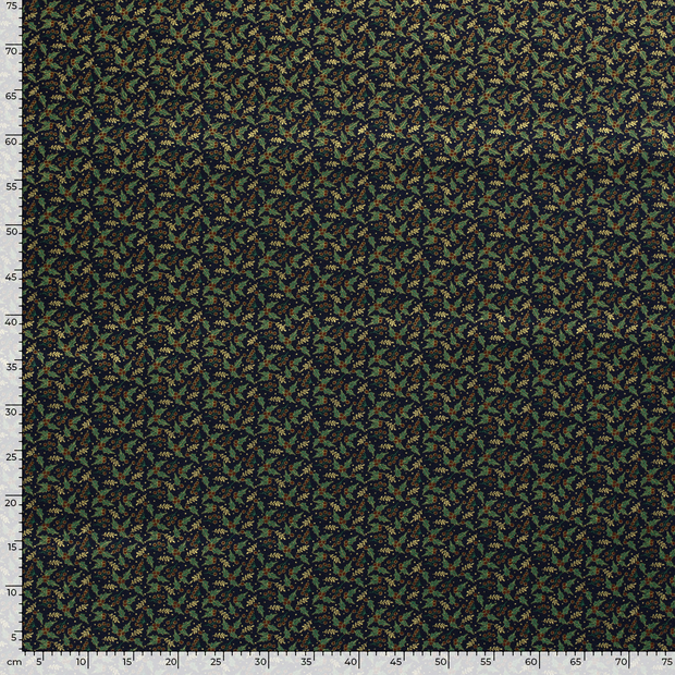 Cotton Poplin fabric Christmas trees Navy