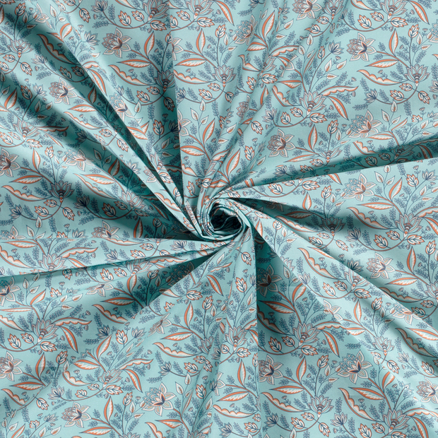 Cotton Poplin fabric Mint printed 