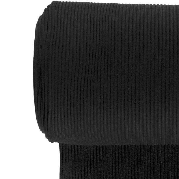 Bord Cote 3x3 rib tissu Unicolore Noir