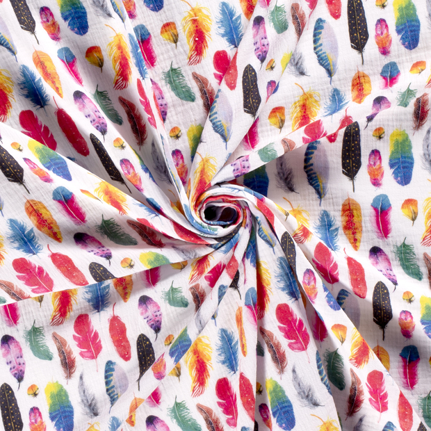 Double gaze tissu Blanc imprimé numérique 