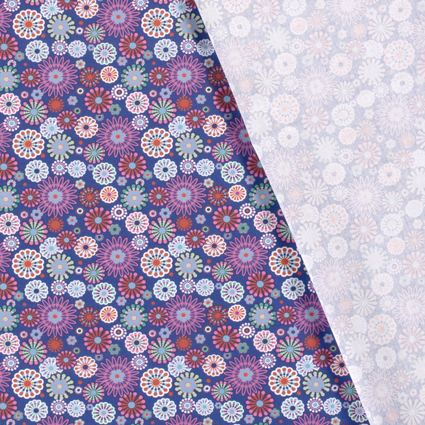 Cotton Poplin fabric Millefleurs printed 