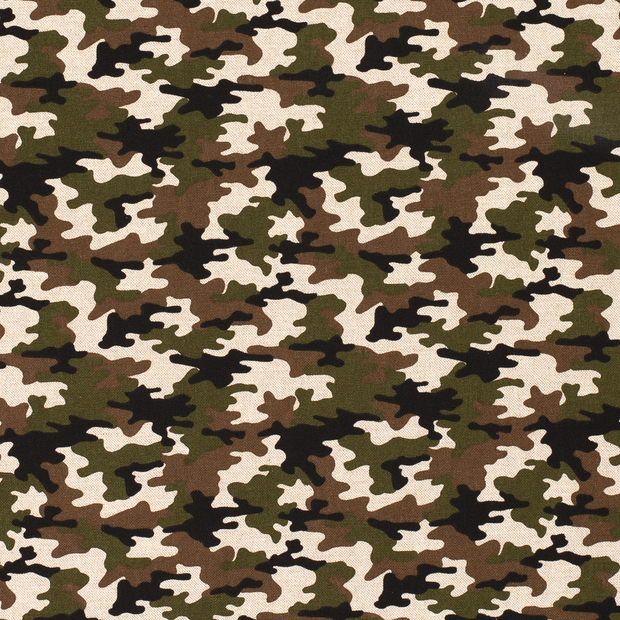 Linnenlook stof Camouflage Kaki groen