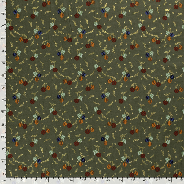 Cotton Poplin fabric Christmas Green