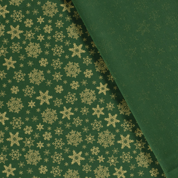 Cotton Poplin fabric Christmas stars printed and foil 