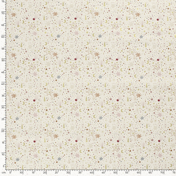 Cotton Poplin fabric Christmas Off White