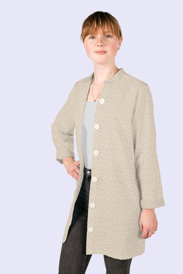 Cotton Poplin fabric Millefleurs Beige
