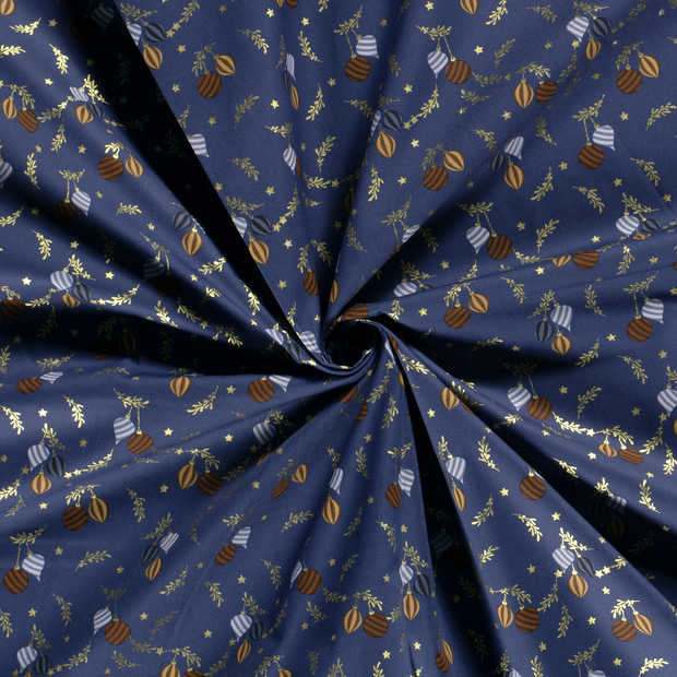 Cotton Poplin fabric printed and foil 