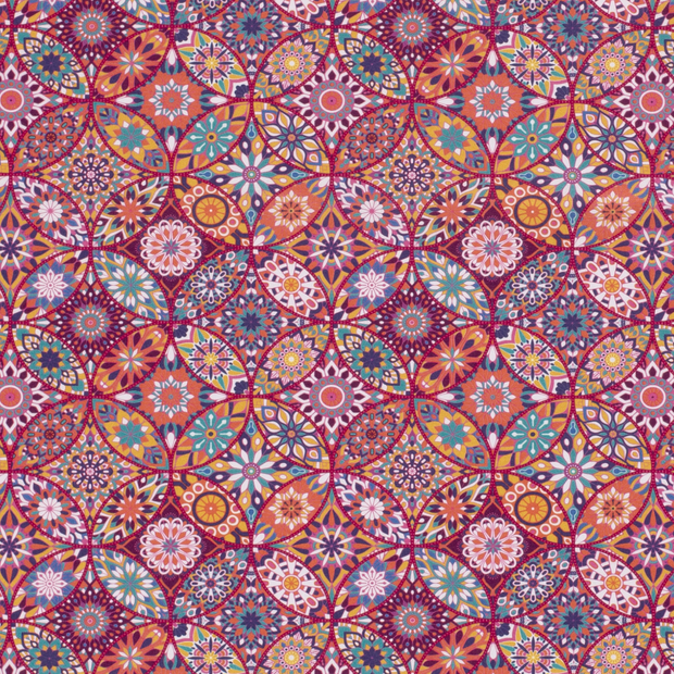 Cotton Poplin fabric Abstract Wine red
