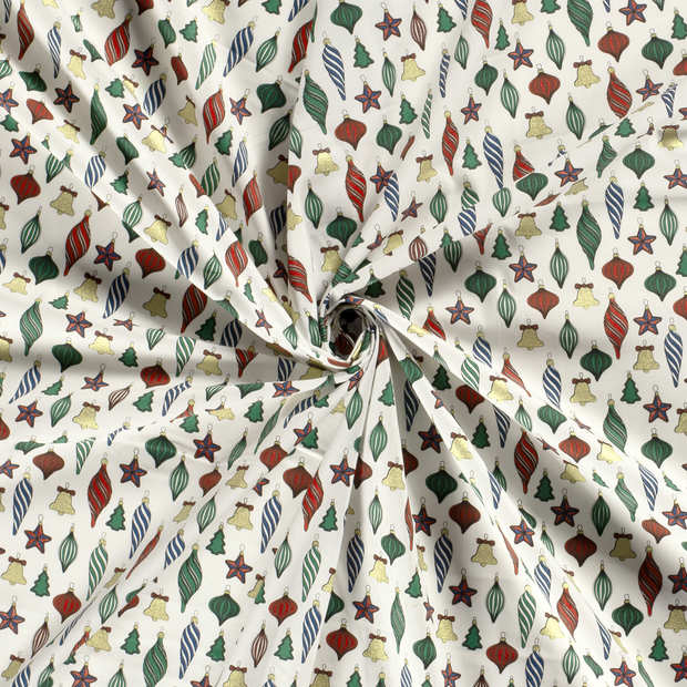 Cotton Poplin fabric Off White printed and foil 