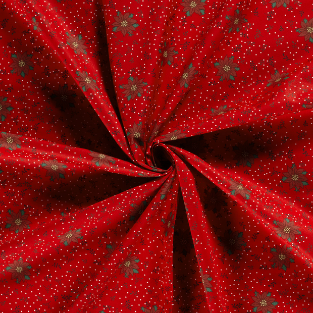Cotton Poplin fabric Red printed 