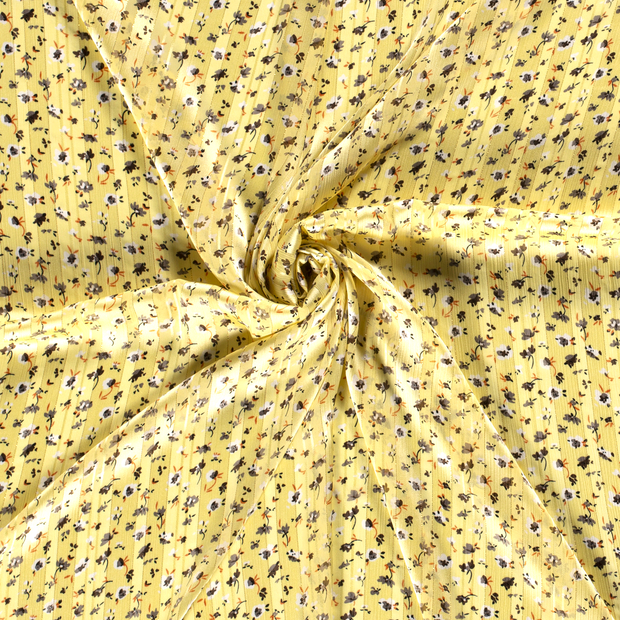Chiffon Damast fabric Yellow lurex printed 