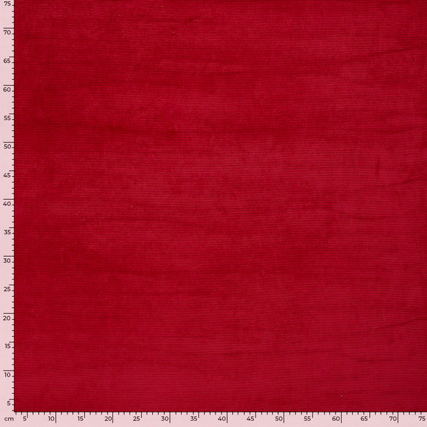Nicky Velours Rib fabric Unicolour Dark Red