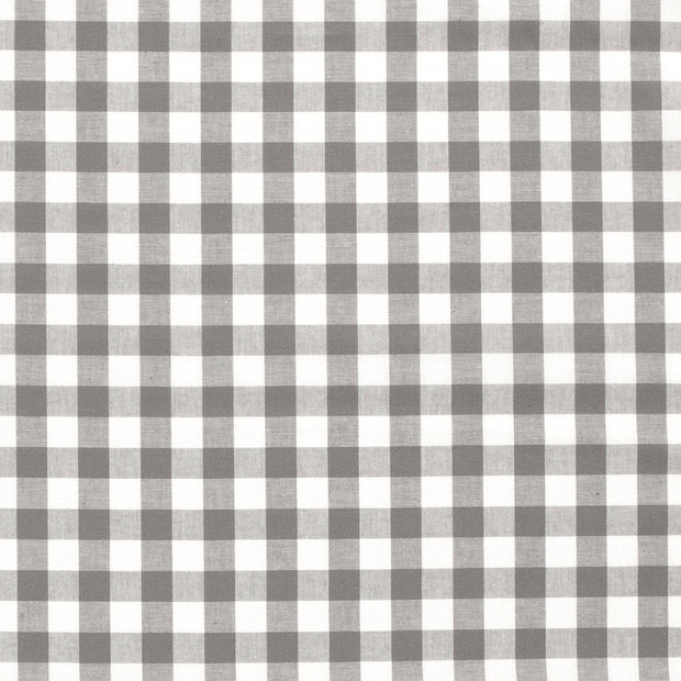 Cotton Poplin Yarn Dyed fabric Checks Dark Grey