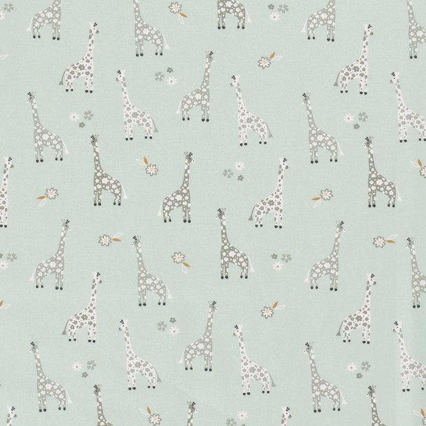 Cotton Poplin fabric Animals Mint
