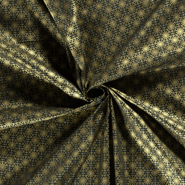 Cotton Poplin fabric Dark Green printed and foil 