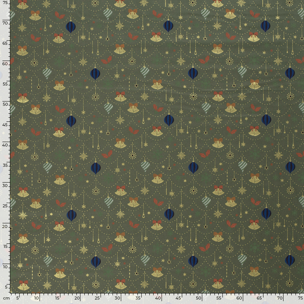 Cotton Poplin fabric Christmas Green