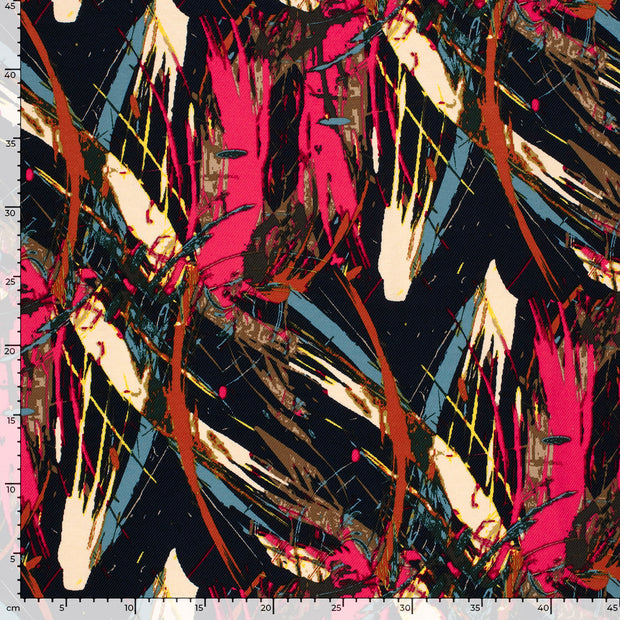 Viscose Nylon Jersey tela Abstracto Azul marino