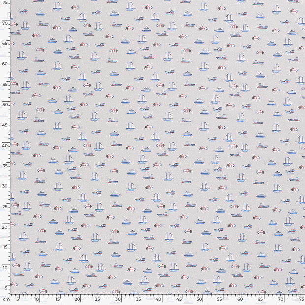 Jersey de Coton tissu voiliers Gris clair