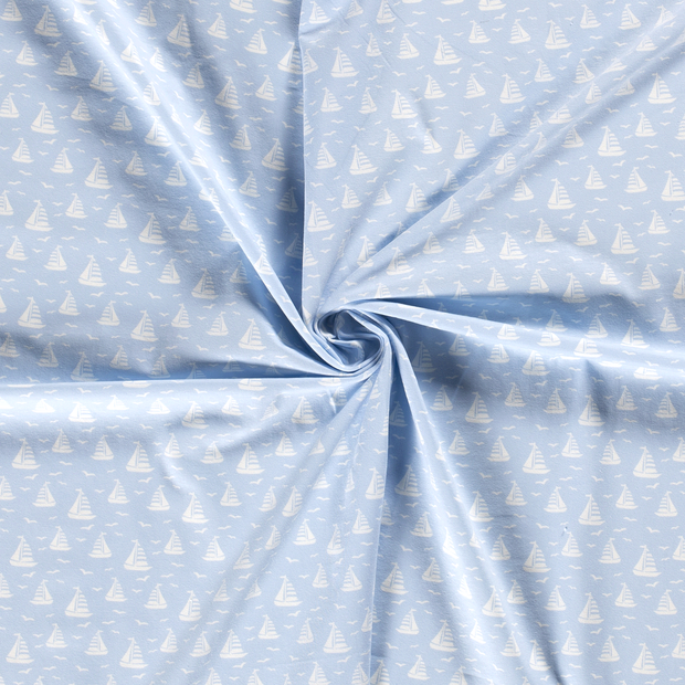 Cotton Jersey fabric Baby Blue printed 