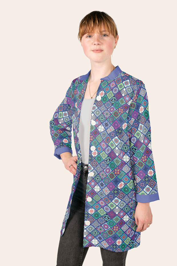 Cotton Poplin fabric Abstract Cobalt
