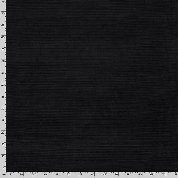 Nicky Velours Rib tissu Unicolore Noir